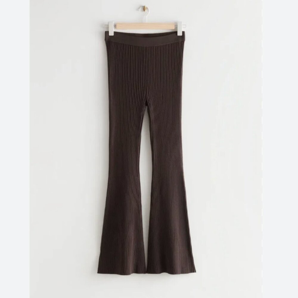 & Other Stories Brown Flare Ribbed Trousers -- M